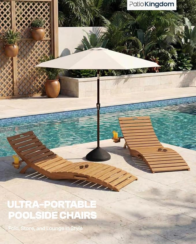 in-Pool Lounge Chairs Set of 2, Folding HDPE Pool Chairs Anti-Floating No Sandbags with Cup Holder & Handles - Photo 8