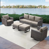 Rilyson Wicker Outdoor Patio Furniture Set - 5 Piece Patio Conversation Set with 2 Swivel Rocker Chairs - Photo 7