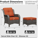 4 Piece Outdoor Wicker Patio Furniture Set, Patio Chairs Set with Thickened Olefin Cushions, High Back and Deep Seating - Photo 2