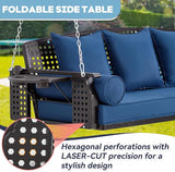 3 Seat Porch Swing, Patio Swing Bench with Cup Holders & 3 Back Cushions - Photo 5