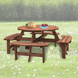 Wooden Picnic Table,Outdoor Wooden Dining Rectangle Table w/Umbrella Hole,for Patio,Garden,Backyard - Photo 9