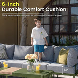 Sundale Outdoor 2 Pieces Patio Sofa Set, Metal Outdoor Sectional Loveseat with 6 Inch Olefin Cushion - Photo 4
