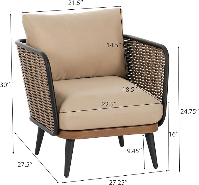 Christopher Knight Home Tobin Patio Wicker Accent Chair, Water-Resistant Cushion, Outdoor Lounge Chair - Photo 2