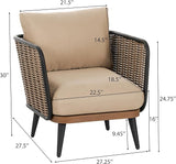 Christopher Knight Home Xayah Patio Wicker Accent Chair Set of 2, Outdoor Lounge Chair with Water-Resistant Cushion - Photo 2