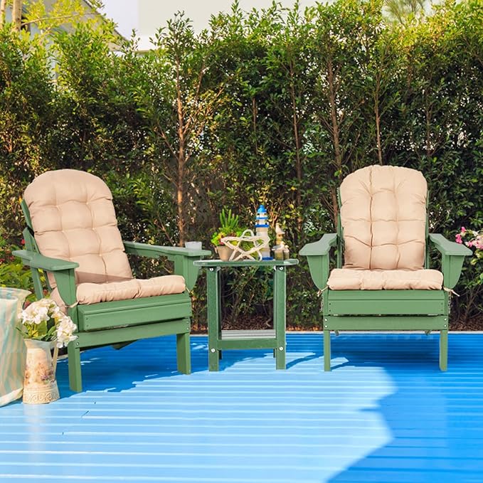 Adirondack Chairs Set of 2 with Cushions & Cup Holders, HDPE Weather Resistant Folding Adirondack Chair for Adults - Photo 2