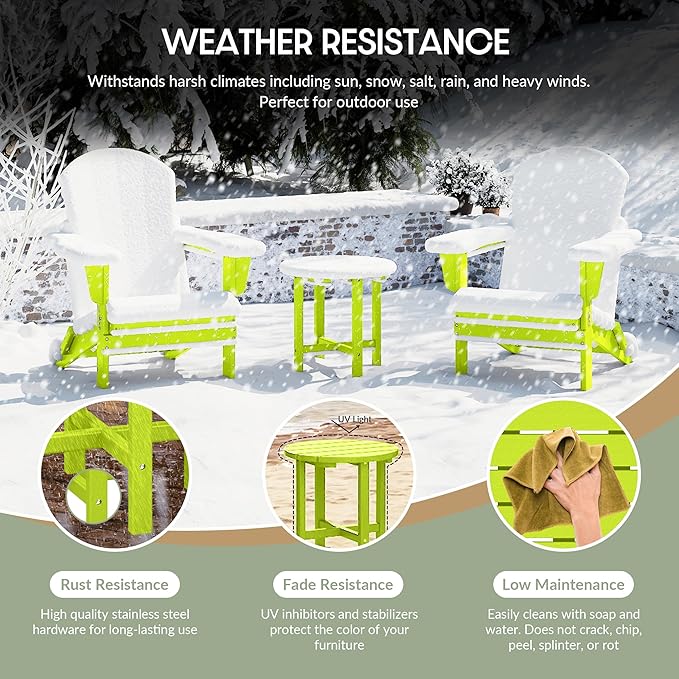 WestinTrends Dylan Adirondack Round Outdoor Side Table, Lime
