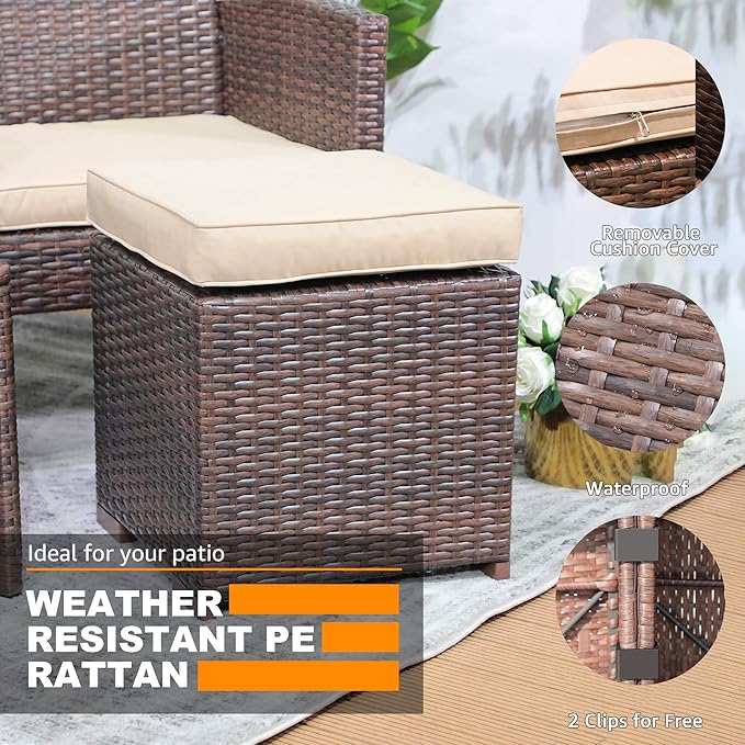 Patiorama 2 Pieces Assembled Outdoor Patio Ottoman - Photo 4