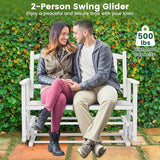 Giantex Outdoor Glider Bench Chair - 2 Person Loveseat, Porch Rocking Glider with Safe & Gentle Gliding - Photo 6