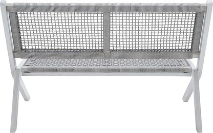 SAFAVIEH Outdoor Collection Kobina Grey Acacia Wood/Grey Rope Foldable Bench (Fully Assembled)