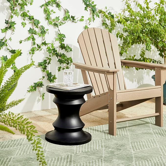 Giltzhome Black Garden Side Tables Heavy Duty Chess Pedestal Accent Table Garden Stool Plant Stand for Garden Patio Lawn Home Indoor Outdoor