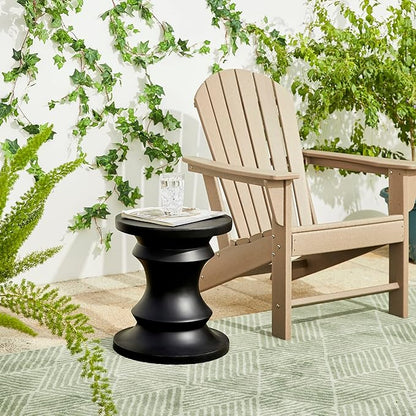 Giltzhome Black Garden Side Tables Heavy Duty Chess Pedestal Accent Table Garden Stool Plant Stand for Garden Patio Lawn Home Indoor Outdoor