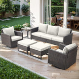 Rilyson Wicker Outdoor Patio Furniture Set - 6 Piece Patio Conversation Set with 2 Swivel Rocker Chairs - Photo 1