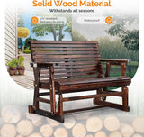 VINGLI Wooden Patio Glider, Heavy Duty 800 LBS Outdoor Glider with Cup Holders - Photo 4