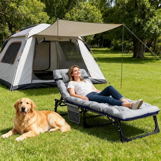 DoCred Heavy Duty Chaise Lounge Chair, Adjustable 5-Position Folding Chaise Lounge Chairs for Outside - Photo 4