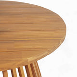Merax Patio Outdoor Acacia Wood Round Coffee Table for Backyard, Lawn, Balcony, Teak Finish - Photo 6