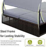 Outdoor Double Chaise Lounge with Adjustable Backrest and Sun Canopy - Photo 6