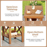Tangkula Outdoor Side Table, 2-Tier Acacia Wood Adirondack Bistro Small Square Patio Table with Slatted Tabletop & - Photo 7