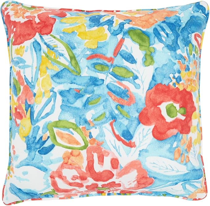 BrylaneHome 16" Square Toss Pillow - Patio & Outdoor - Patio & Outdoor - Water, Stain & Fade Resistant - Poppy Blue - Photo 1