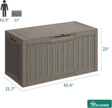 YITAHOME 100 Gallon Large Resin Deck Box Outdoor Storage Boxes for Patio Furniture, Outdoor Cushions - Photo 5