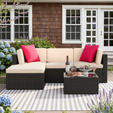 Devoko 5 Pieces Patio Furniture Sets All Weather Outdoor Sectional Patio Sofa Manual Weaving Wicker Rattan Patio - Photo 8