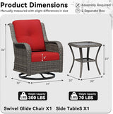 2 Pieces Outdoor Swivel Rocker Patio Chairs Set - Outdoor Wicker Patio Furniture Sets with 1 Side Table - Photo 2