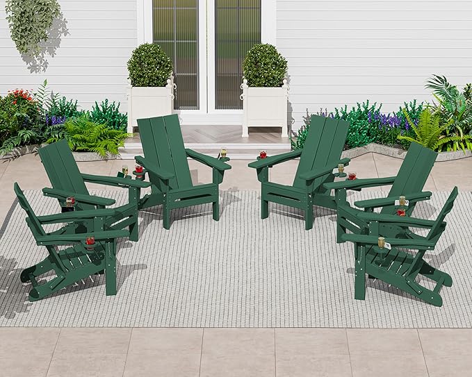 SERWALL Modern Adirondack Chair, Folding Adirondack Chair with Dual Cup Holders - Photo 10
