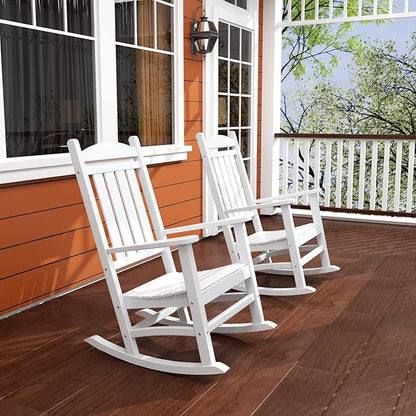 WO WESTIN OUTDOOR HDPE Laguna Classic Porch Rocking Chair (Set of 2), White