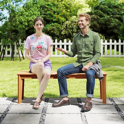 Tangkula 55" Teak Wood Outdoor Bench Set of 2, 3-Person Backless Patio Dining Bench with 880 LBS Weight Capacity, Outdoor Patio Bench Seat for Garden, Front Porch and Backyard