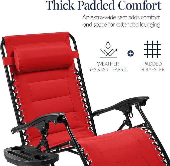 Best Choice Products Oversized Padded Zero Gravity Chair, Folding Outdoor Patio Recliner - Photo 4