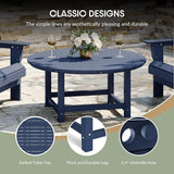 WestinTrends Malibu Low Outdoor HDPE Round Patio Coffee Table, Navy Blue - Photo 7
