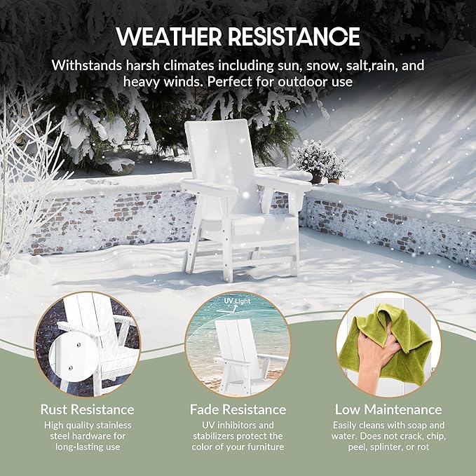 WestinTrends Ashore Outdoor Patio HDPE Plastic Modern Adirondack Dining Chair White