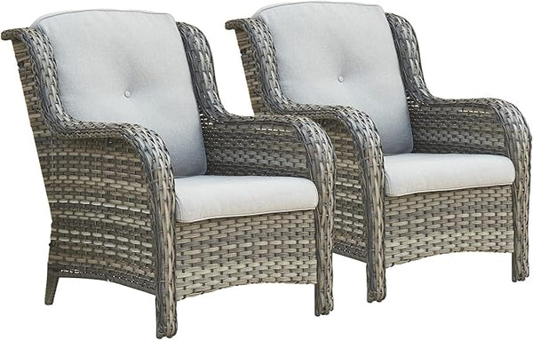 Rilyson Patio Chairs Outdoor Wicker Chair - Rattan Dining Chairs Porch Chairs Outside Club Chairs with High Back and - Photo 1