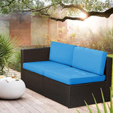 Devoko 2 Pieces Patio Furniture Sofa Sets Outdoor All Weather Sectional Corner Sofa and Armless Sofa (Blue) - Photo 6