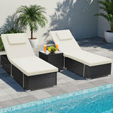 Outdoor Chaise Lounge Chairs, All-Weather Wicker Pool Lounge Chair Set of 2 with Side Table - Photo 1