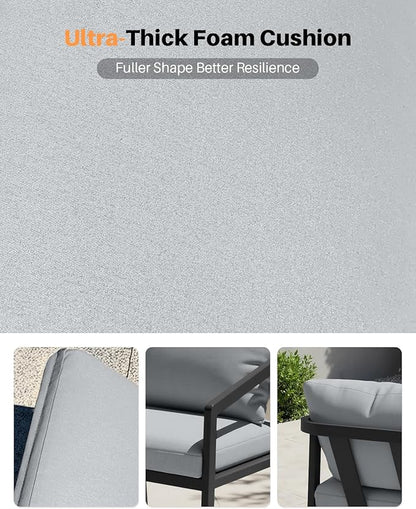 Patio Sofa Chairs Set of 2, Never-Rust Aluminum Outdoor Armchair with Removable Cushions, All Weather 2 Pieces Outdoor Club Chairs, Outdoor Sofa Chairs for Garden, Lawn, Backyard, Black | Never-Rust, Removable Cushions, All Weather, Wraparound Design
