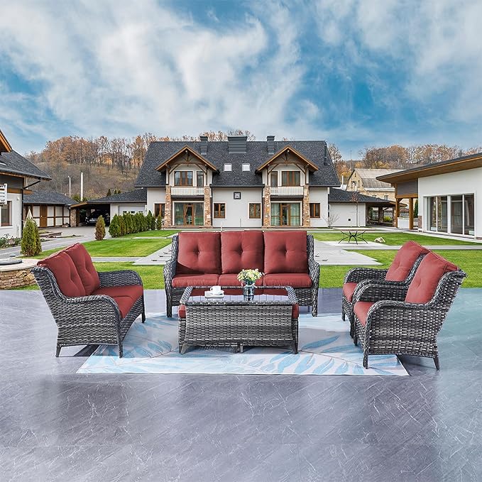 Rilyson Outdoor Patio Furniture Sofa Set - 7 PC Rattan Wicker Patio Sectional Conversation Sets with Sofa, Loveseat - Photo 8
