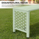 VINGLI 40in Outdoor Metal Bench, All-Weathe Backless Patio Bench with Slatted Seat＆Floral Side Panels - Photo 6