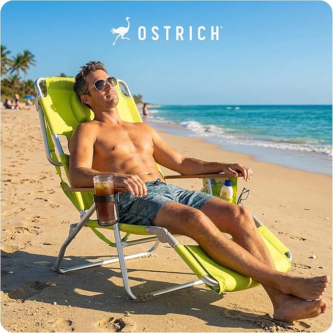 Ostrich the Deluxe 3N1 Lightweight Lawn Beach Reclining Lounge Chair with Footrest, Outdoor Furniture for Patio, Balcony - Photo 9
