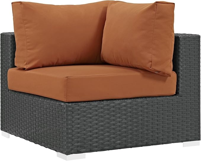 Modway Sojourn Wicker Rattan Outdoor Patio Sunbrella Fabric Corner in Canvas Tuscan - Photo 1