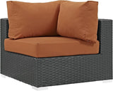Modway Sojourn Wicker Rattan Outdoor Patio Sunbrella Fabric Corner in Canvas Tuscan - Photo 1