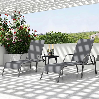 Tangkula Lounge Chair Outdoor, Patio Chaise Lounge with Adjustable Backrest, Reclining Pool Lounge Chair for Outside with Heavy Duty Steel Frame, Suitable for Beach, Yard, Balcony, Poolside