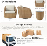 CHITA 5 Pieces Patio Wicker Furniture Set, Outdoor Rattan Bistro Set with Removable Thickened Cushions - Photo 3