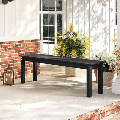 Moccha HDPE Outdoor Bench, 55" Patio Bench with Slatted Seat & 750 Lbs Capacity, Weatherproof Outside Seating Furniture, 2-3 People Backless Garden Bench, Loveseat for Entryway, Porch, Lawn, Backyard