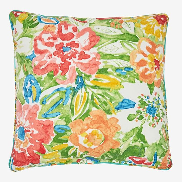 BrylaneHome 20" Square Throw Pillow - Patio & Outdoor - Water, Stain & Fade Resistant - Poppy Green - Photo 1