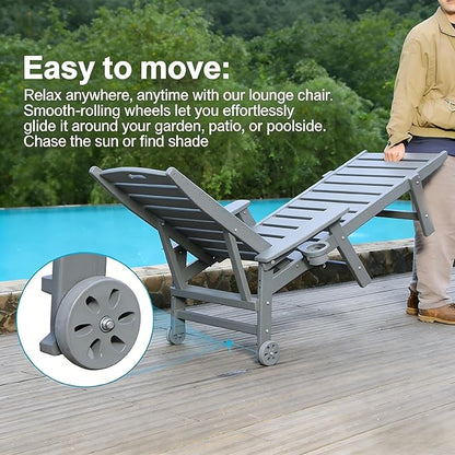 Outdoor Chaise Lounge Chair with Adjustable Backrest and Heavy-Duty Support for Ultimate Relaxation