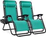 Best Choice Products Set of 2 Adjustable Steel Mesh Zero Gravity Lounge Chair Recliners w/Pillows and Cup Holder Trays - Photo 1