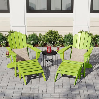 Costaelm Adirondack Chair Footrest Foldable Ottoman, Folding Ottoman Outdoor Foot Rest for Patio Waterproof, Adirondack Ottoman Outdoor, Lime