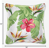 BrylaneHome 16" Square Toss Pillow - Patio & Outdoor - Patio & Outdoor - Water, Stain & Fade Resistant - Hibiscus - Photo 7