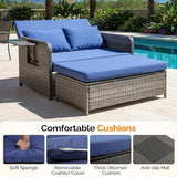 VINGLI Patio Daybed, Wicker Outdoor Daybed with Storage Ottoman & 5-Level Adjustable Backrest - Photo 6