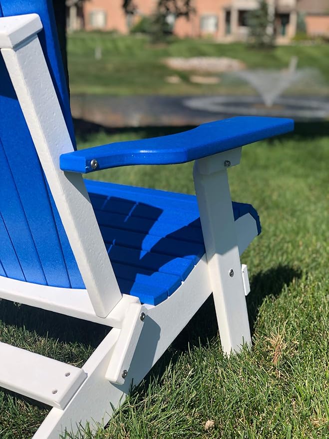 DuraWeather Poly® Classic King Size Folding Adirondack Chair (Pool Blue on White)
